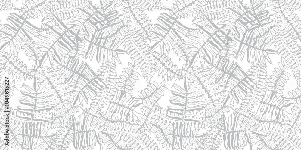 Fototapeta premium Abstract seamless leaves background in white. Stock vector illustration for textile or wrapping paper.