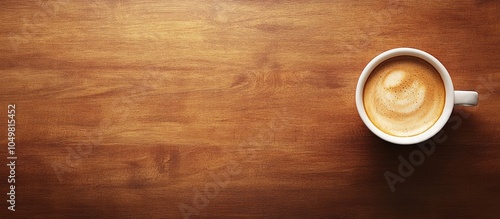 Cup of coffee on a brown wo...