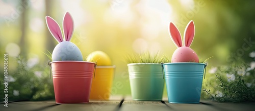 Easter eggs with rabbit ear...