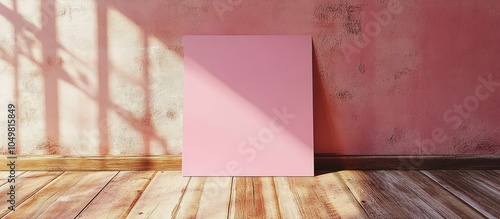 Pink blank paper on a brown...