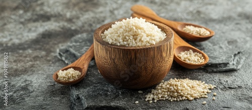 Parboiled rice in a wooden ...