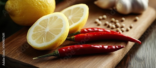 Red chili pepper lemon slic...