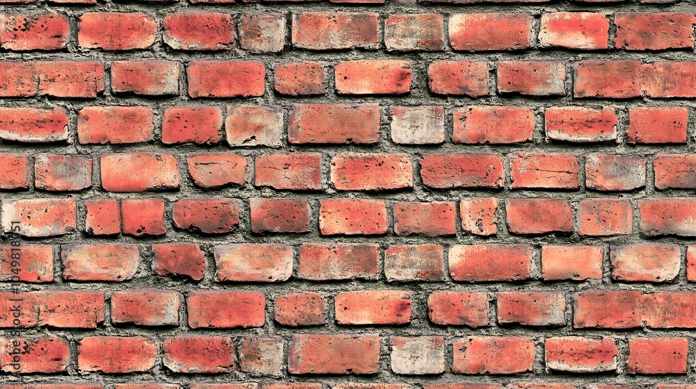 Obraz premium Old vintage red brick wall facade- high-quality texture for concept interior design or architecture detail project