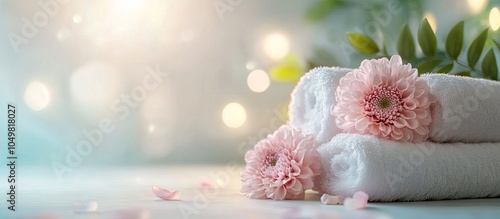 Soft towels and pink flower...