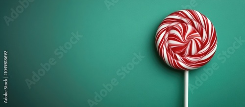 Red lollipop featuring whit...