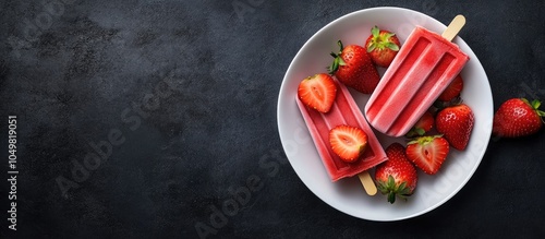 Strawberry ice cream popsic...