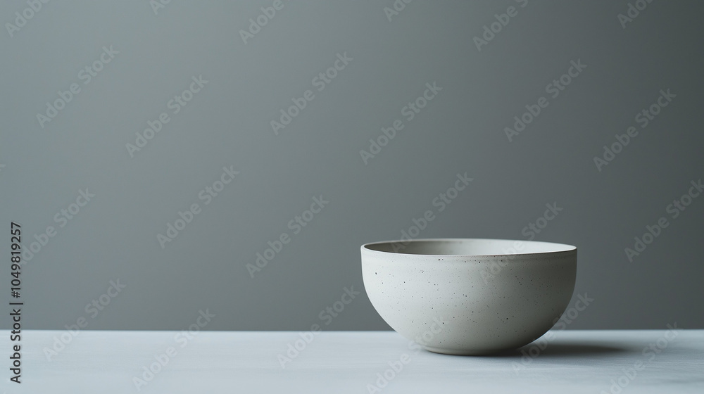 Minimal Gray Ceramic Bowl Against Neutral Background Minimal Gray Ceramic Bowl Against Neutral Background
