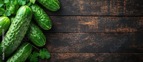 fresh cucumbers on a dark w...