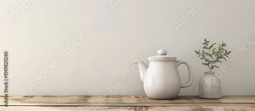 Kettle on a wooden table wi...