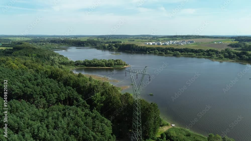 Electricity pylon over natural landscape Electricity pylon over natural landscape