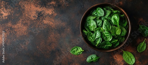 Canned spinach is a healthy meal option or snack on the table with copy space for a food background This rustic top view is suitable for keto paleo veggie vegan or vegetarian diets