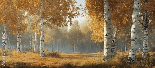 white birch trees in the fa...