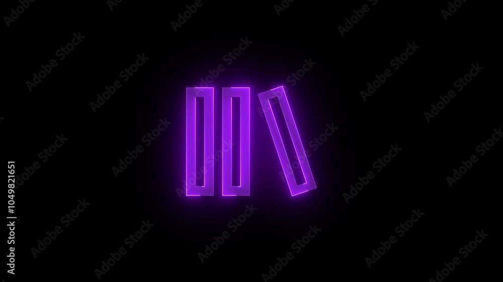 Library books stroke icon glowing neon purple color animation Library books stroke icon glowing neon purple color animation