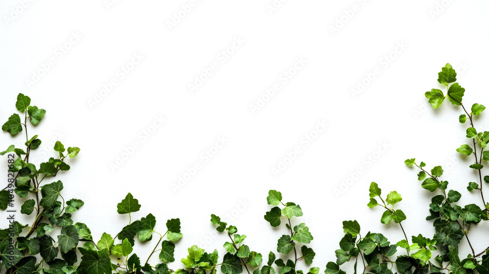 Green Ivy border on white background with copy space. Green Ivy border on white background with copy space.
