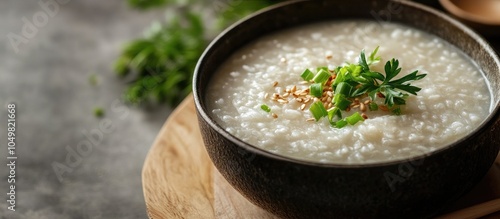 Bowl of congee Asian rice p...