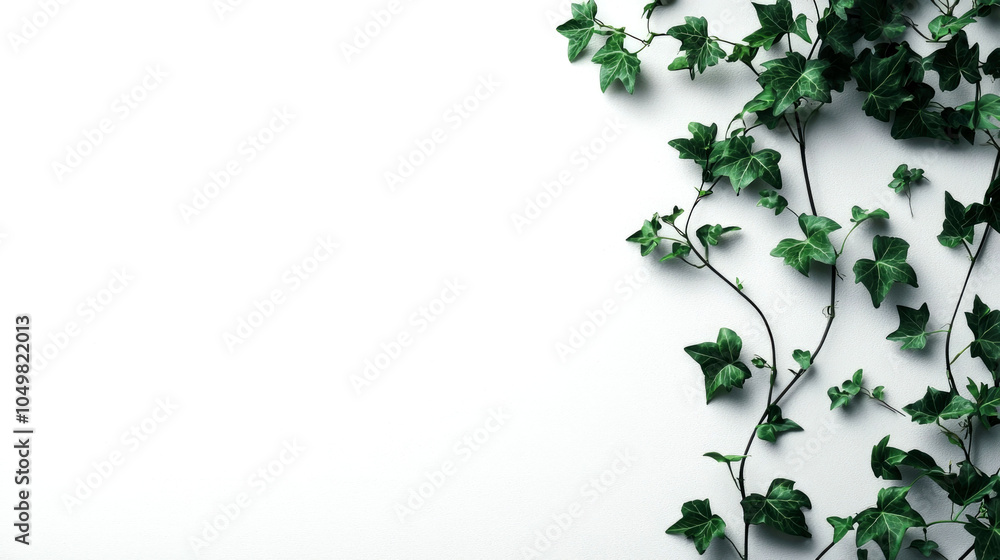 Green ivy vine growing on a white background. Green ivy vine growing on a white background.