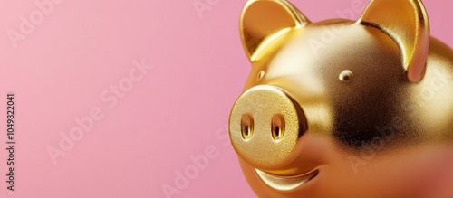 Close up of a gold piggy ba...