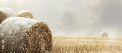 Round hay bales in rolls Ba...