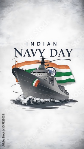 Indian Navy Day, illustrating Art, Indian Navy Day Poster, Social Media Poster.  
