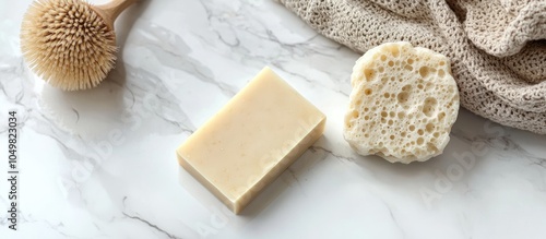 Beige soap bar placed on a ...