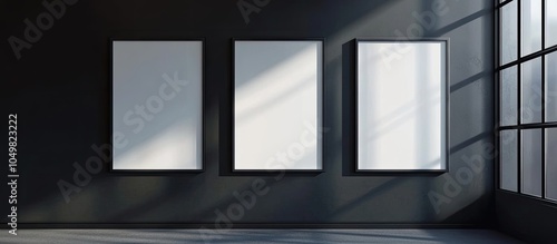 Empty frames against a blac...