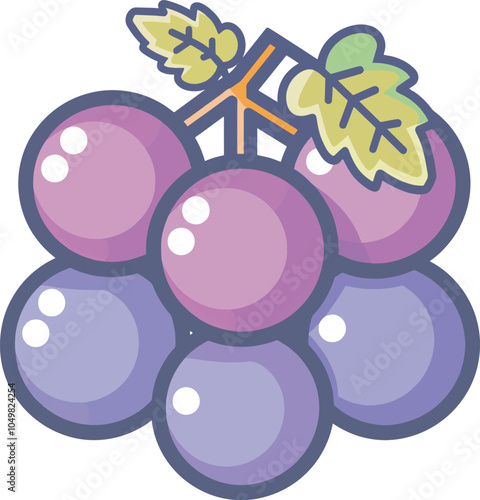 Purple grape cluster illustration fruit healthy food sweet snack winemaking vine fresh produce agriculture natural ingredient vitamin antioxidants bunch of grapes viticulture delicious juicy
