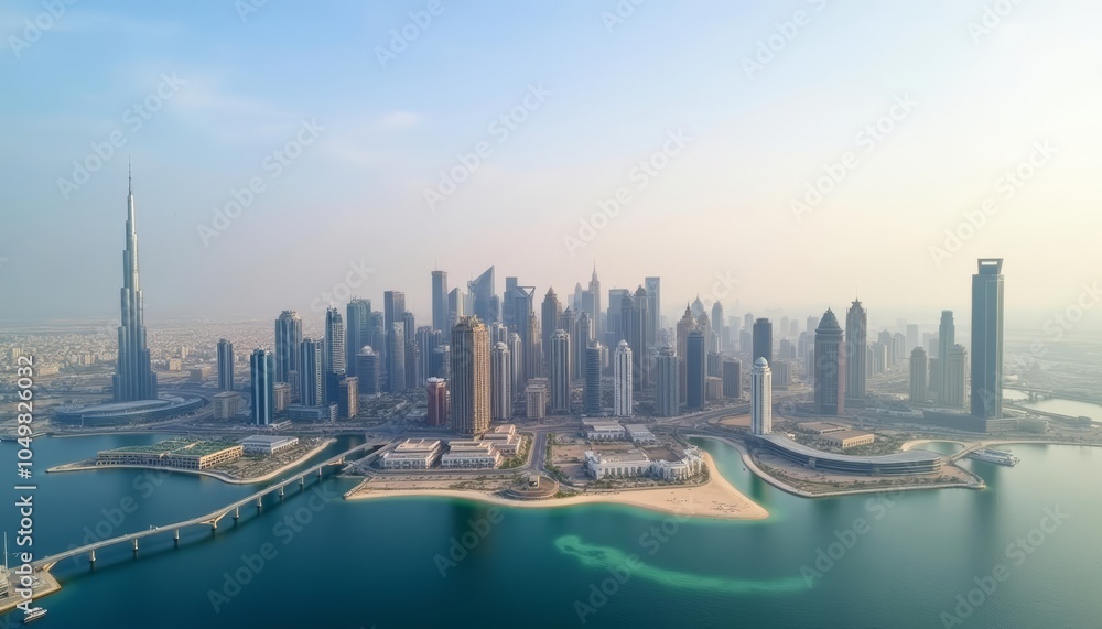 Obraz premium Vibrant Cityscape by the Water