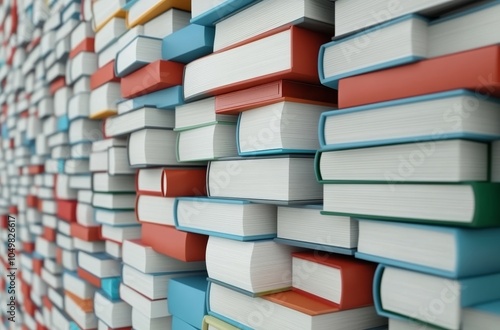 Stacked Colorful Books Creating Abstract Background