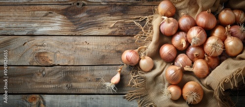 Fresh onion bulbs on a rust...
