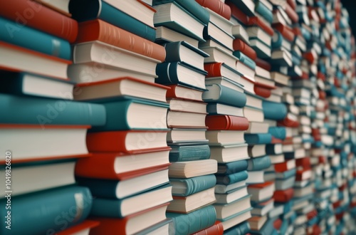 Stacked Colorful Books Creating Abstract Background