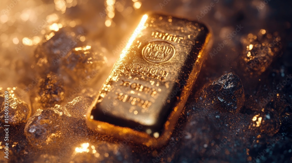 A shiny gold bar against a sleek background, its surface glistening to capture the concept of wealth and prosperity. A shiny gold bar against a sleek background, its surface glistening to capture the concept of wealth and prosperity.