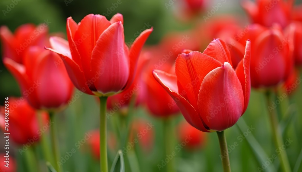 Fototapeta premium Vibrant bouquet of red tulips in bloom