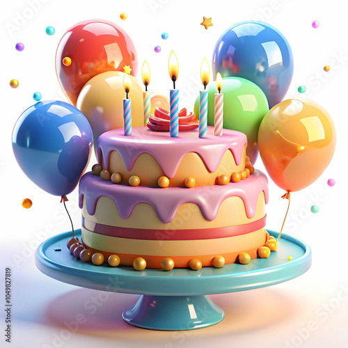 A vibrant 3D birthday photo captures a joyful celebration, featuring colorful decorations.