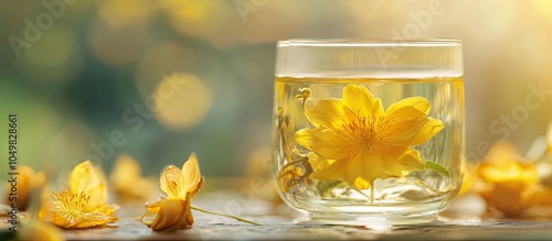 Yellow flower blooms in wat...