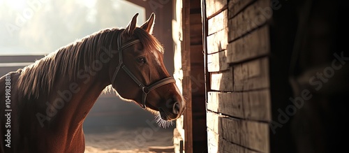 Horse in the barn. with copy space image. Place for adding text or design photo