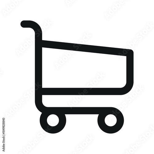 Shopping cart UI icon, supermarket trolley simple line user interface vector symbol