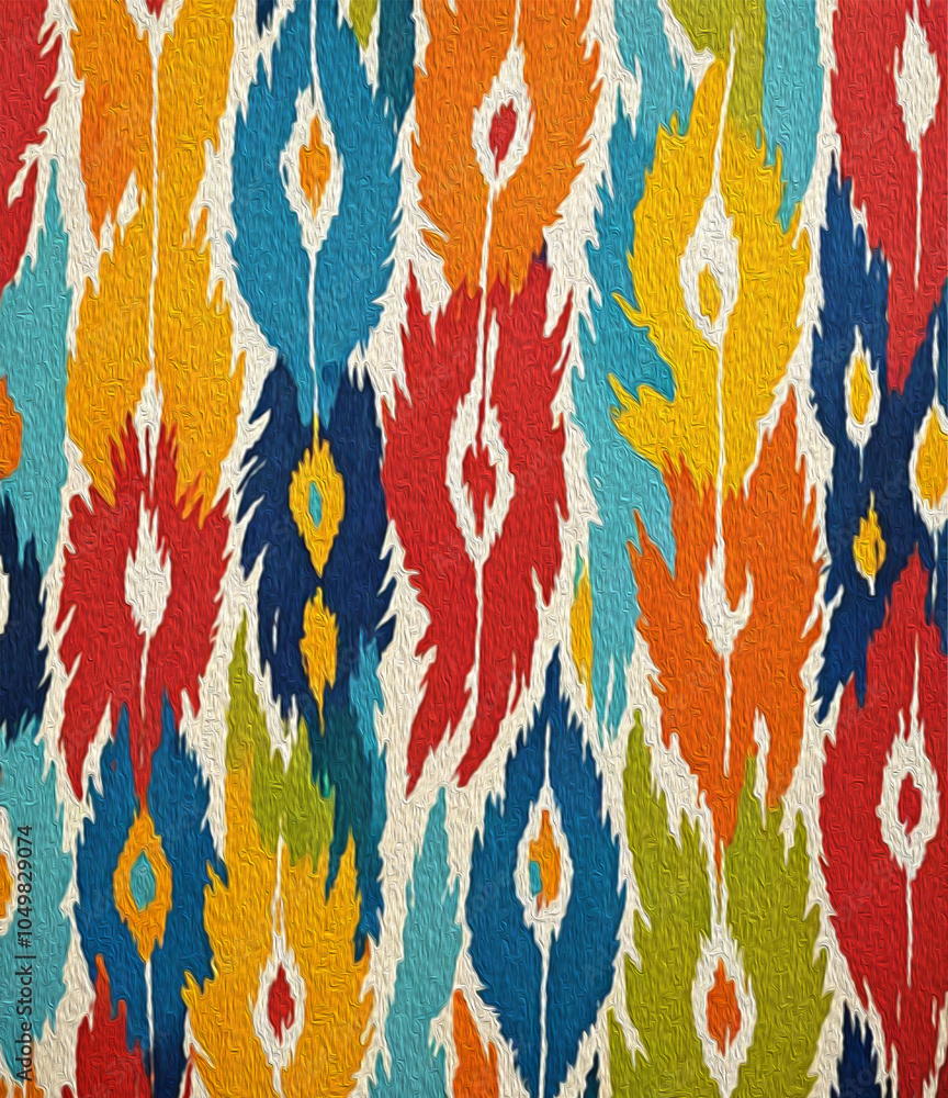 Oil painting . Abstract background in Ikat technique . Printable pattern for wall decorations. Oil painting . Abstract background in Ikat technique . Printable pattern for wall decorations.
