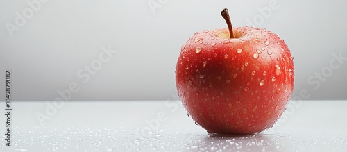 red apple with water drople...