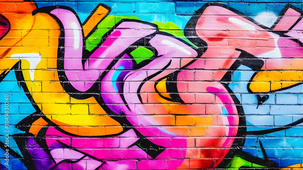 Colorful Graffiti on Brick Wall Illustration Colorful Graffiti on Brick Wall Illustration