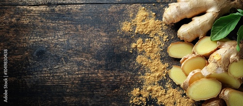 Ginger root sliced ginger a...