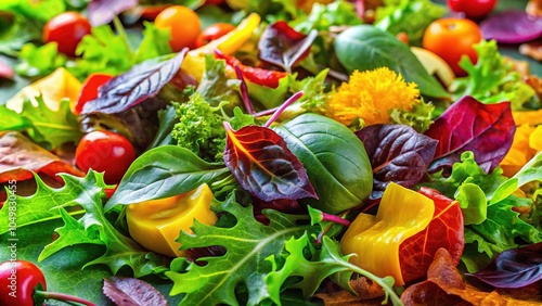 Panoramic salad, a kaleidoscope of enticing colors, ready to delight.