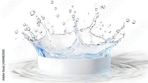 Water Splash with White Circle - 3D Illustration