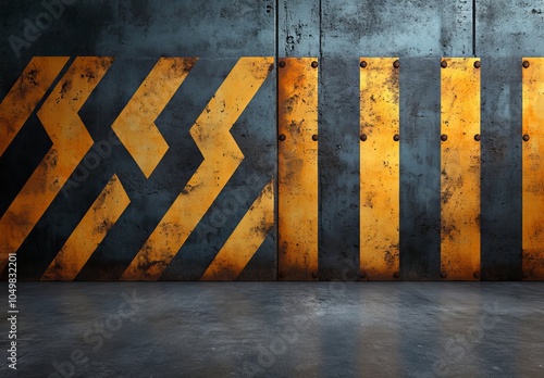 Wallpaper Mural A worn yellow and black striped pattern on an old concrete wall Torontodigital.ca