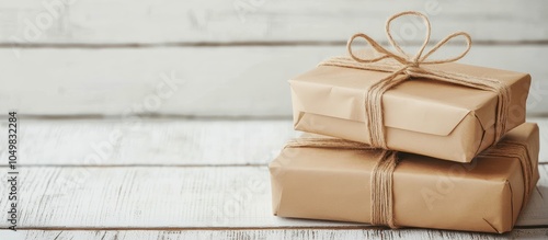 Presents wrapped in craft p...