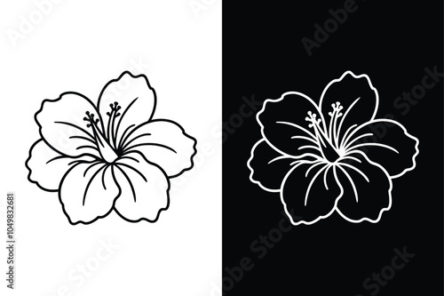 Hibiscus flowers Vector icon black lineout isolated on a white background.