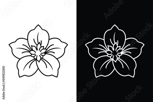 Hibiscus flowers Vector icon black lineout isolated on a white background.