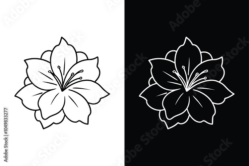 Hibiscus flowers Vector icon black lineout isolated on a white background.
