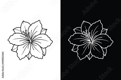 Hibiscus flowers Vector icon black lineout isolated on a white background.
