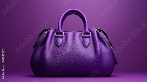 A stylish purple handbag displayed against a matching background.