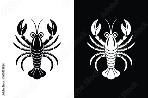 Lobster black lineout icon isolated on white background.	